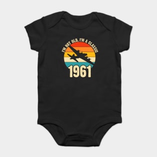 Aircraft Pilot born 1961 60th Birthday Gift Airplane Plane B-17 Bomber Baby Bodysuit